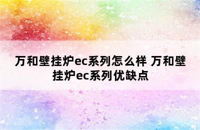 万和壁挂炉ec系列怎么样 万和壁挂炉ec系列优缺点